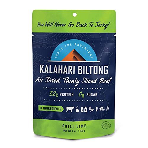 Lime Chili Kalahari Biltong, Air-Dried Thinly Sliced Beef, 2oz (Pack of 8), Sugar Free, Gluten Free, Keto &amp; Paleo, High Protein Snack