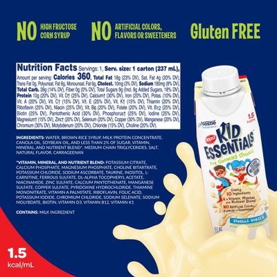 BOOST KID ESSENTIALS 1.5 Balanced Nutritional Drink for Children, Vanilla Vortex, 24 Count