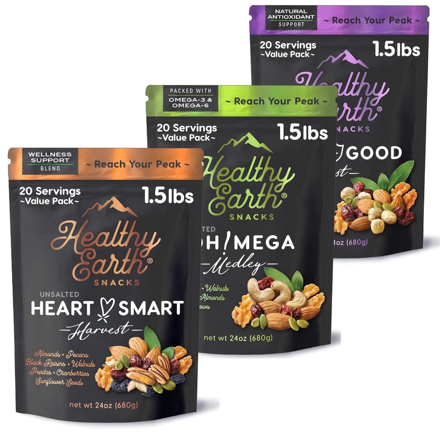 Mixed Nuts Unsalted  Trail Mix  Trail Mix without Peanuts  Sugar Free Snacks  Gourmet Snacks, Protein Snacks, Gluten Free, No Preservatives, High Fiber Snacks (Three Pack Bundle)