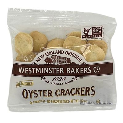 NSRONE New England Natural Bakers - Westminster Bakers Oyster Crackers Individual Packages - 40 Count (0.5 Ounce Each) - Oyster Crackers for Soup - With NSR One Bamboo Mini Spoon