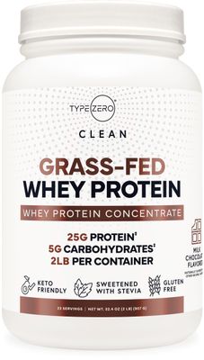 Type Zero Grass-Fed Whey Protein Concentrate (Milk Chocolate Flavored) 2 LBS - Gluten-Free, WPC