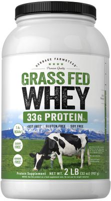 Carlyle Grass Fed Whey Protein Powder  2lb  33g of Protein Per Serving  Unflavored  Sugar and Hormone Free  Non-GMO and Gluten Free Supplement  by Herbage Farmstead