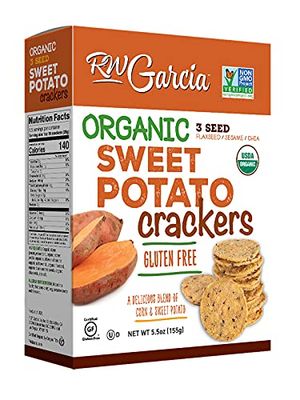 RW Garcia Organic Sweet Potato Crackers, Gluten Free, 5.5oz Boxes, 6 Pack