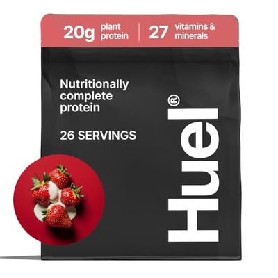 Huel Vegan Protein Powder  Strawberry  Complete Nutrition  20g Protein Powder  100% Plant-Based  27 Vitamins &amp; Minerals, Gluten Free, Non-GMO, Lactose Free  26 Servings