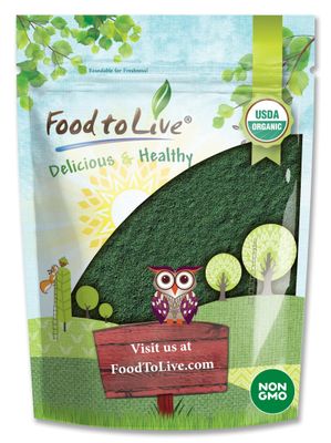 Food to Live Organic Spirulina Powder, 2 Pounds - Non-GMO, Kosher, Raw Blue-Green Algae, Vegan Superfood, Bulk, Non-Irradiated, Pure Vegan Green Protein, Rich in Vitamins &amp; Minerals, Great for Drinks