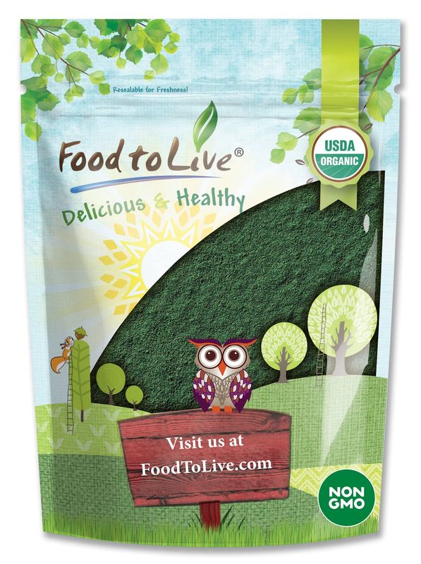 Food to Live Organic Spirulina Powder, 2 Pounds - Non-GMO, Kosher, Raw Blue-Green Algae, Vegan Superfood, Bulk, Non-Irradiated, Pure Vegan Green Protein, Rich in Vitamins &amp; Minerals, Great for Drinks