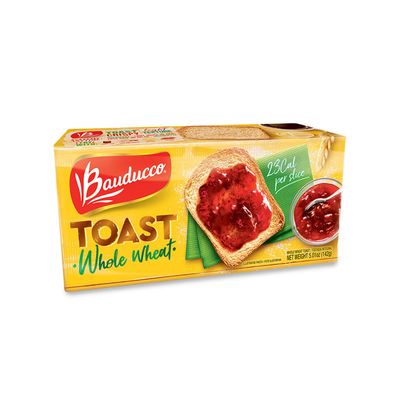 Bauducco Whole Wheat Toast - Delicious, Light &amp; Crispy Toasted Bread - Whole Wheat - Ready-to-Eat Breakfast Toast &amp; Sandwich Bread - No Artificial Flavors - 5.00 oz (Pack of 1)