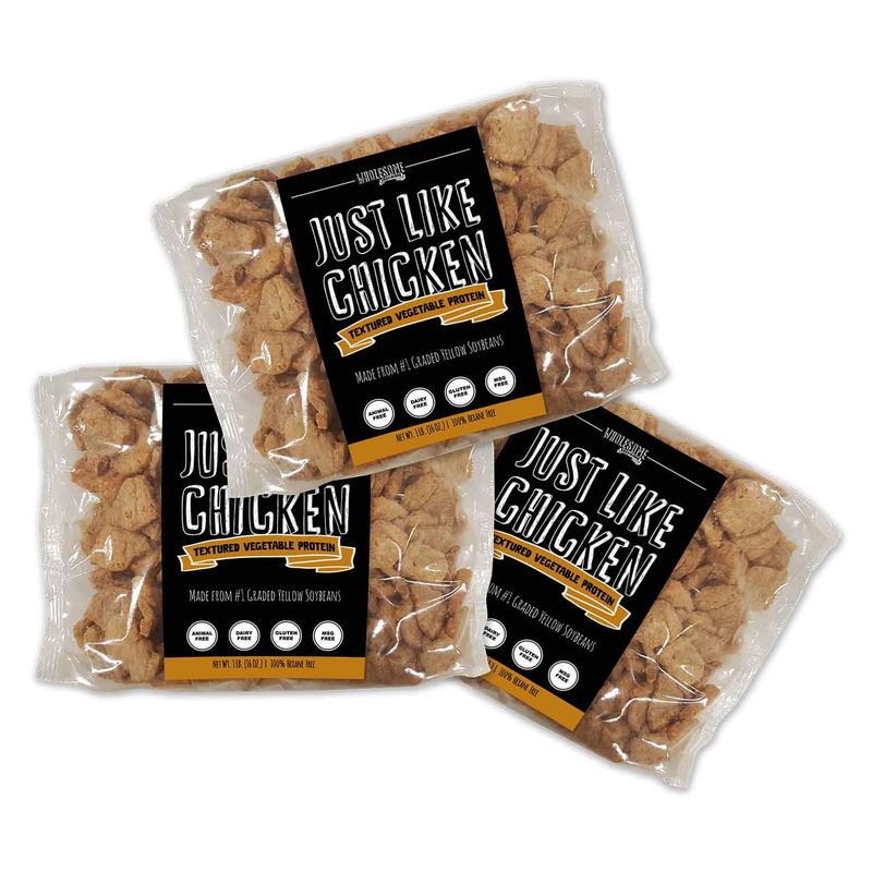 Textured Vegetable Protein, Vegan Meat Substitute, 100% Hexane Free, Made with 1 Graded Yellow Soybeans, 100% Vegan, Made in USA, Gluten Free, Just Like Chicken, Unflavored (3 Pack)