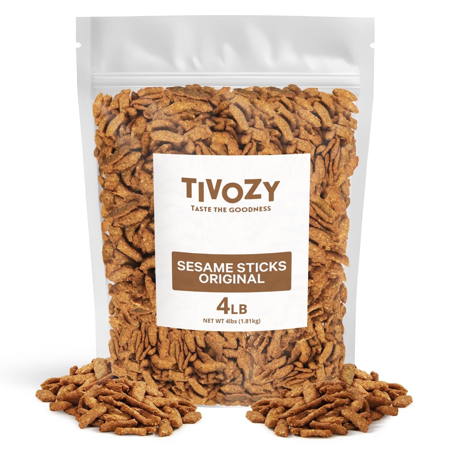 TIVOZY Sesame Sticks Original - Delicious and Fresh Gourmet Seed Snacks with the Perfect Mix of Roasted and Salty Flavor for Midday Snacking, Office On-The-Go Indulgence 4 Lb Bulk Pack