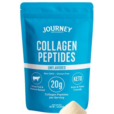 Journey Supplements Collagen Peptides Powder, Unflavored, 1 lb - Supports Hair, Skin, Nail, Bone &amp; Joint Health - Hydrolyzed, Grass-Fed, Gluten-Free, Keto-Friendly, Zero Sugar Protein Supplement.