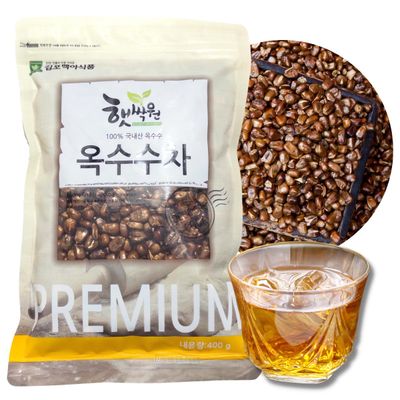 Korean Roasted Corn Tea (400g) - 100% Natural, Traditional Hot or Cold Oksusu Char, Healthy Beverage from Korean-Grown Corn, Easy to brew, Zipper Bag Packaging
