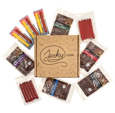 Beef Jerky Gift Box for Men - 21 Pieces of Beef Jerky &amp; Beef Meat Sticks Gift Set - Including 5 Flavors of Beef Jerky, 13 Snack Sticks, and 3 Cheese Sticks - Unique Gift for Men