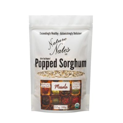 Nature Nates Popped Sorghum, Masala - Organic, Keto &amp; Gluten Free, Healthy Snacks, Better Than Popcorn, Made in USA - 4.3 Ounce