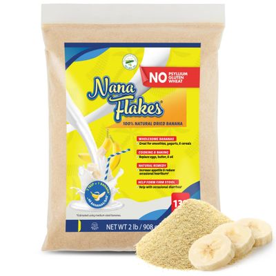 Nana Flakes 100% Pure Banana Flakes Medical Food Powder - Decrease Fat Intake &amp; Natural Remedy for Diarrhea &amp; Heart Burn - Great Source of Protein &amp; Fiber (Banana, Two Pound Bag)