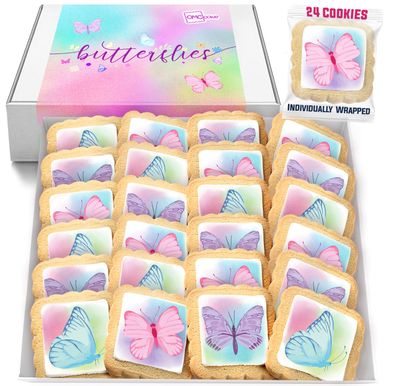 Butterfly Cookies 24 Pack Party Favors Basket Stuffers Decorated  INDIVIDUALLY WRAPPED Butterflies Sugar Cookies  Gift Basket Peanut &amp; Nut Free Bulk