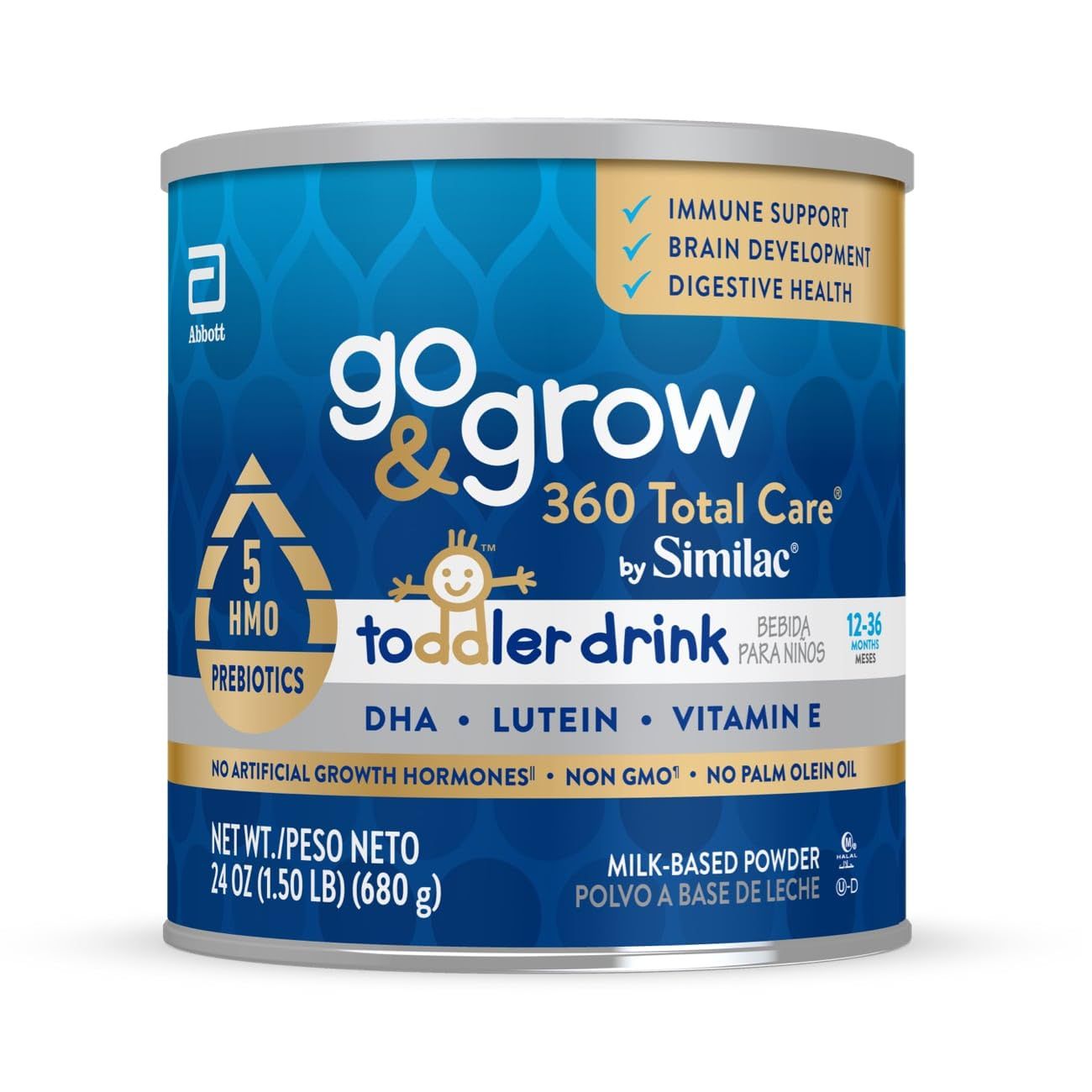 Similac Go &amp; Grow 360 Total Care by Similac Toddler Nutritional Drink With 5 HMOs,Powder,24-oz Can