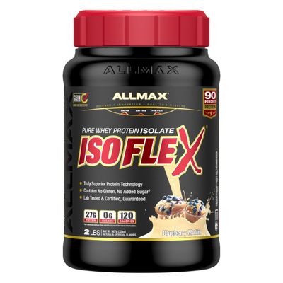 ALLMAX ISOFLEX Whey Protein Isolate, Blueberry Muffin - 2 lb - 27 Grams of Protein Per Scoop - Zero Fat &amp; Sugar - 99% Lactose Free - Gluten Free &amp; Soy Free - Approx. 30 Servings