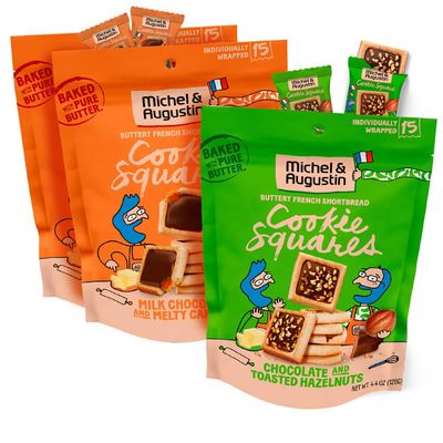Michel et Augustin Cookie Bag Variety Pack 2 Flavor - Milk Chocolate &amp; Caramel  Milk Chocolate &amp; Hazelnut, 15 Cookies per Bag