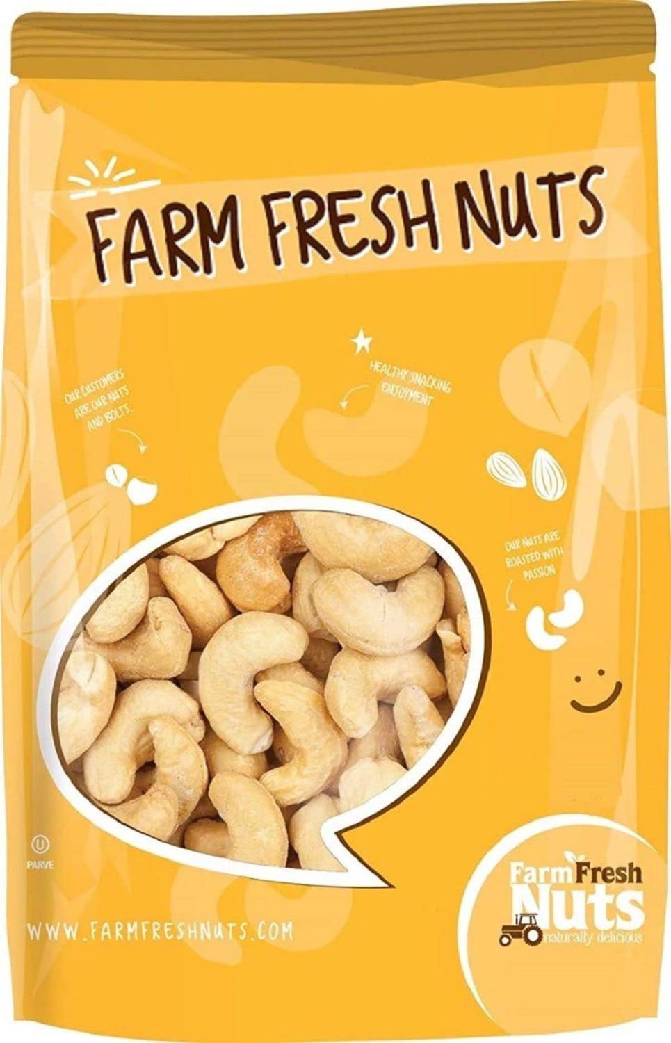 Dry Roasted Salted Cashews with Sea Salt (2 Lbs) - Roasted to Perfection in Small Batches for Added Freshness - Supreme Quality Cashew Nuts - Farm Fresh Nuts Brand
