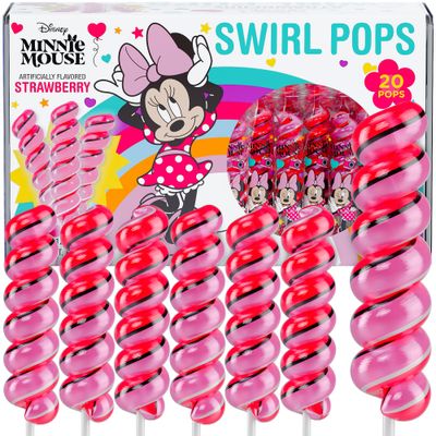 Minnie Mouse Lollipops Swirl 20pk- Minnie Mouse Candy &amp; Minnie Mouse Birthday Decorations - Minnie And Mickey Party Favors - Minnie Mouse Snacks - Minnie Mouse Food