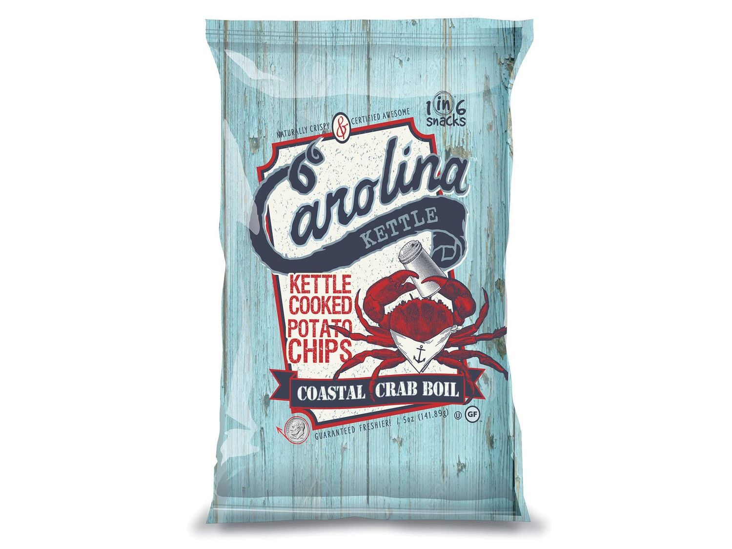 Carolina Kettle Brand Naturally Crispy Kettle Cooked Potato Chips, 4-Pack (Crab Boil)