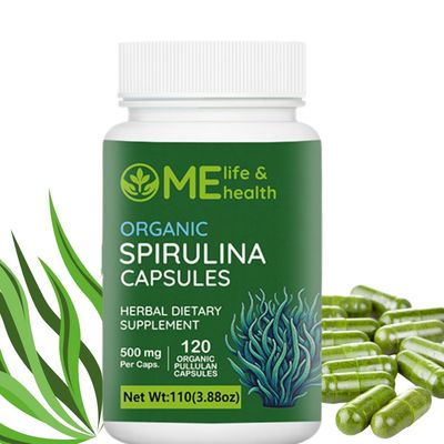 ME LIFE &amp; HEALTH Spirulina Capsules, 100% Organic spirulina Powder (120 ct) 500mg Rich in Protein, vitamind A, B12 Antioxidants &amp; Vitamins, Vegan, Natural and Pure spirulina Non-GMO &amp; Gluten Free