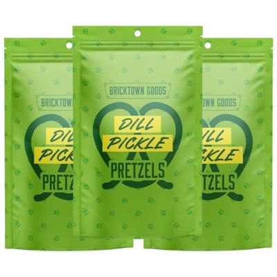 Bricktown Goods Dill Pickle Gourmet Flavored Pretzels - Small Batch, Artisan Recipe - 16.5 oz. - Crispy, Savory Snack - Perfect Healthy Snacks for Kids &amp; Pretzels Lovers