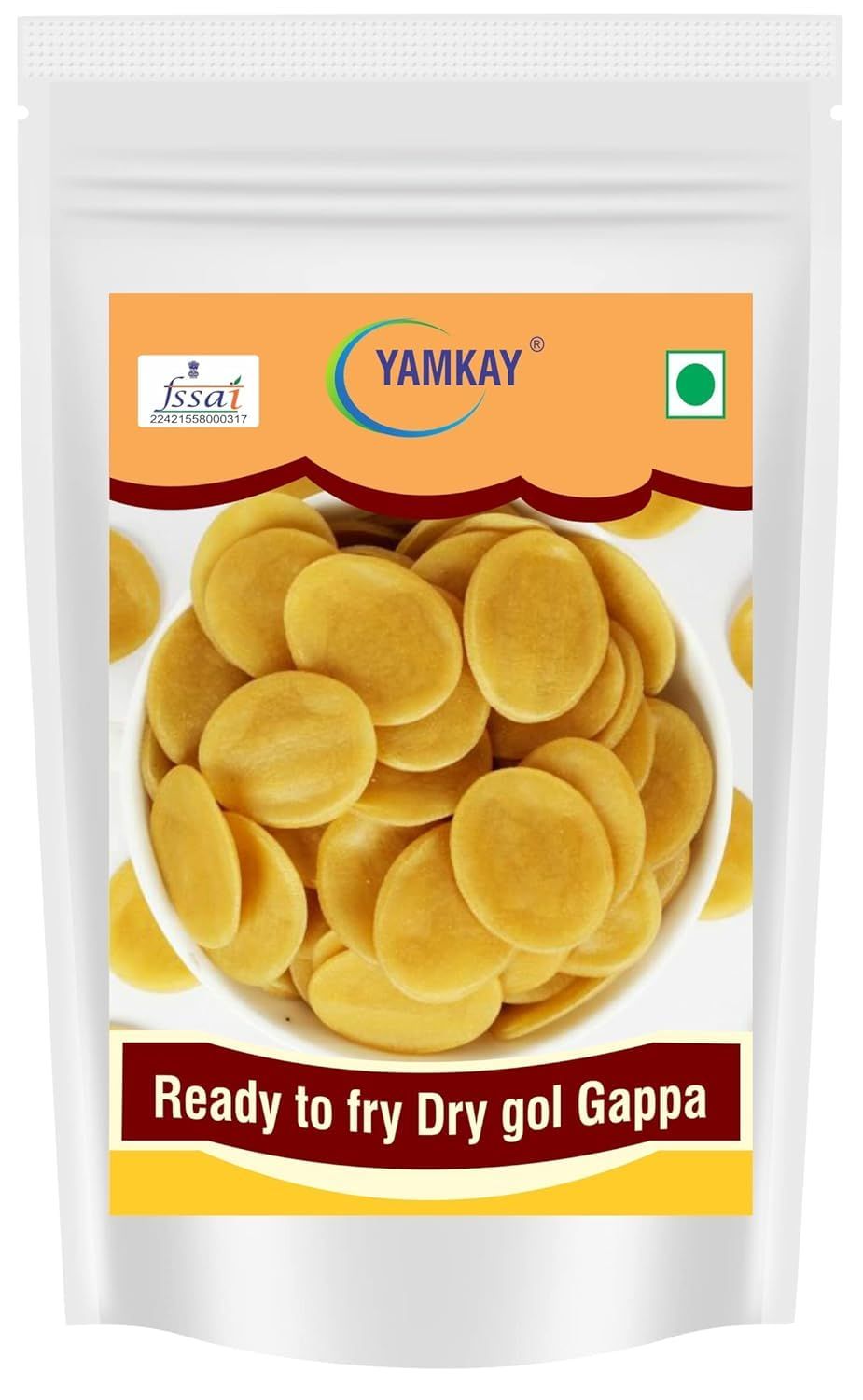Yamkay Ready-to-Fry Dry Gol Gappa (Wheat Pani Puris) - Crispy and Delicious  Authentic Indian Snack  Convenient and Easy to Prepare  100% Natural Ingredients (300 GM, Wheat Pani Puris)