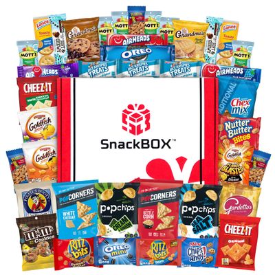SnackBOX Care Package Variety Pack  Snacks BOX (40 Count)  Easter Holiday Teachers, Back to School, College, Candy, Treats, Student, Birthday, Chips, Finals, Office, Military, Gift Basket, Gift Ideas