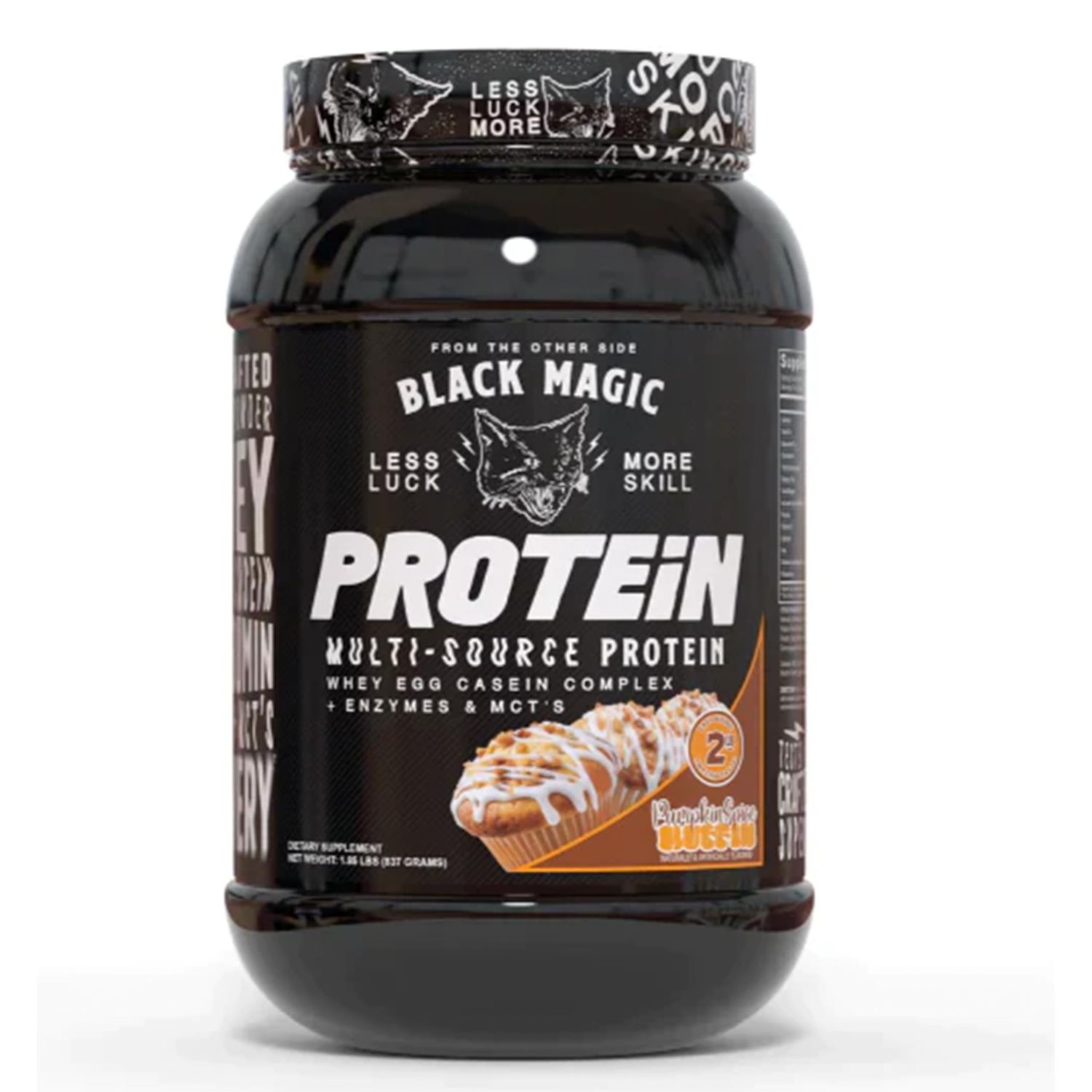 Black Magic Multi-Source Protein - Pre Workout and Post Workout - 2LB - 23g Protein - Whey, Egg Albumin Enzymes, Micellar Casein &amp; MCTs (Pumpkin Spice Muffin)