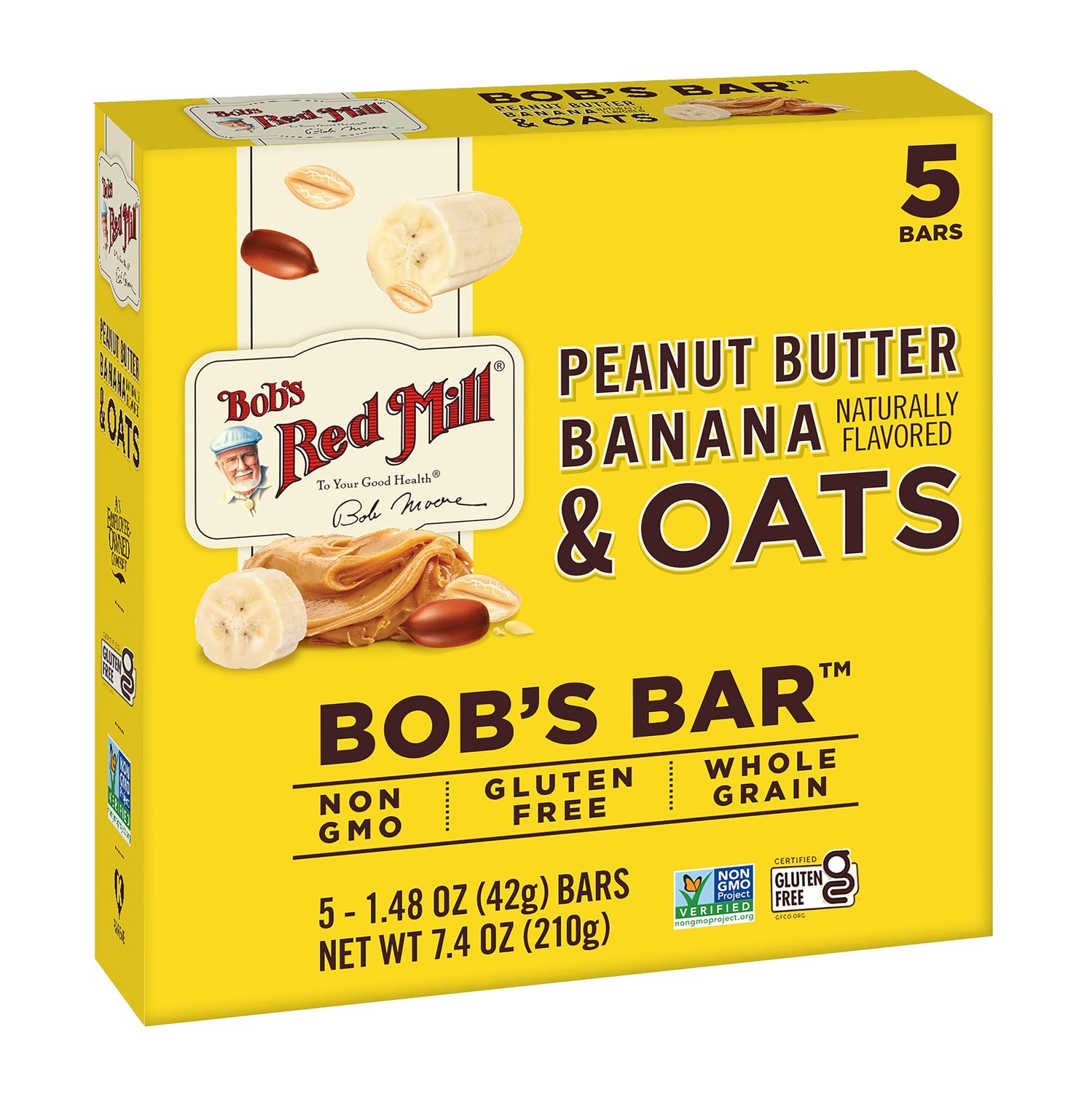 Bob&#39;s Red Mill 5pk PB Banana &amp; Oats Bar, 5 bars (Pack of 1) - Non GMO, Gluten Free, Kosher