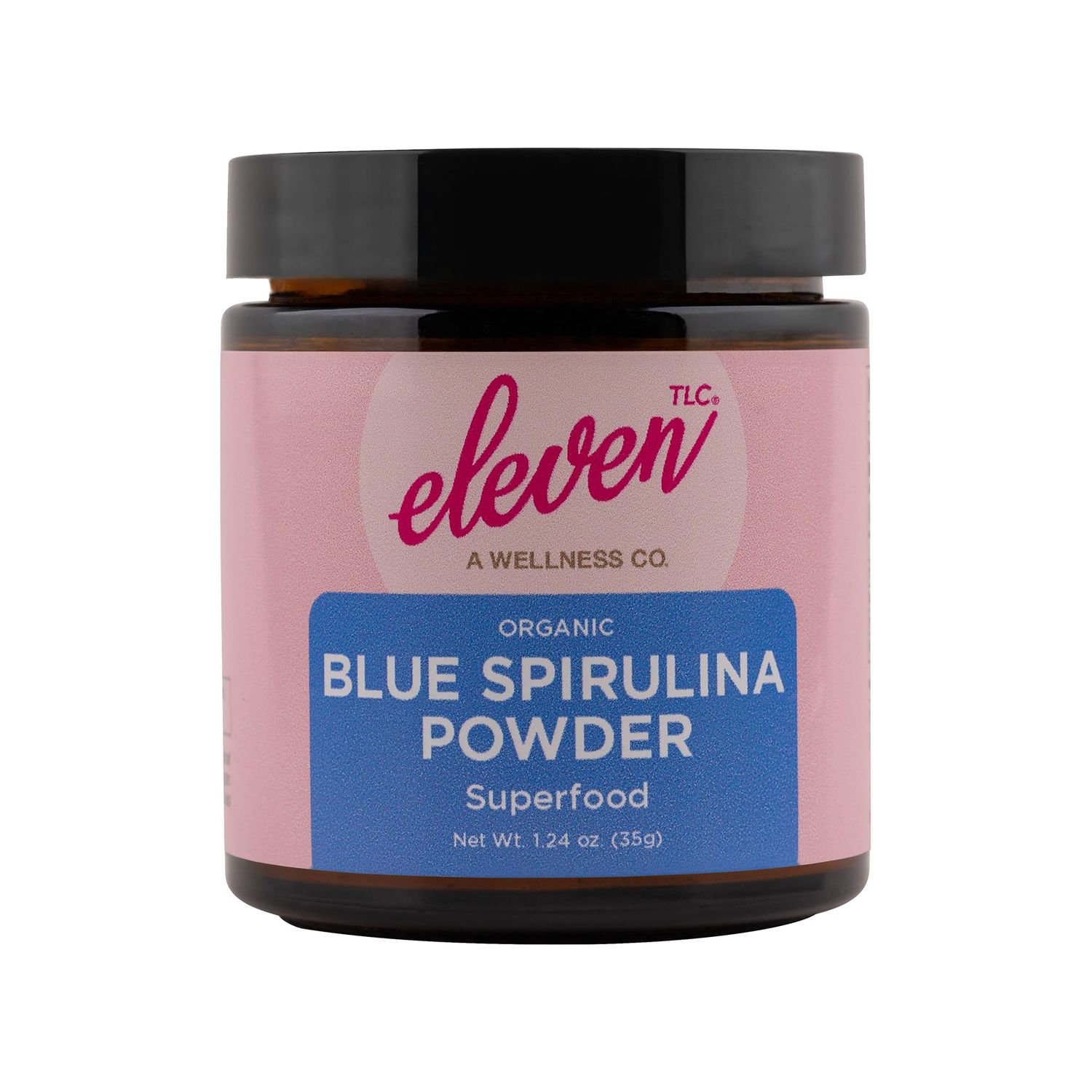 Eleven TLC, Organic Blue Spirulina Powder, Flavorless, Superfood, Vitamins  Minerals, Espirulina Azul en Polvo, Plant Protein, Non-GMO, Non Messy Glass Jar, 1.24 Ouncer 35 Servings