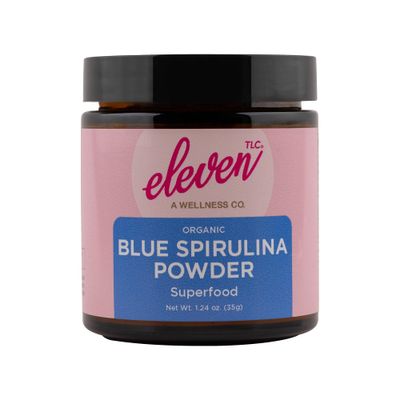 Eleven TLC, Organic Blue Spirulina Powder, Flavorless, Superfood, Vitamins  Minerals, Espirulina Azul en Polvo, Plant Protein, Non-GMO, Non Messy Glass Jar, 1.24 Ouncer 35 Servings