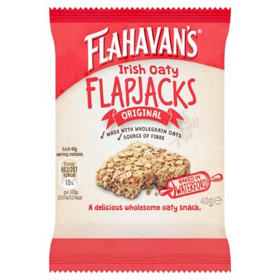 Flahavan&#39;s Irish Oaty Flapjacks Original Snack Food Bar, Wholegrain Oats, 6 x 40g