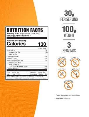 BulkSupplements.com Peanut Flour Protein Powder - Deffated Peanut Flour, Peanut Protein Powder - Peanut Protein Flour, Gluten Free, 30g per Serving, 100g (3.5 oz) (Pack of 1)