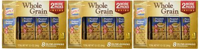 Lance Whole Grain Cracker Sandwiches, 3 Boxes of 6 Individually Wrapped Packs (Whole Grain Peanut Butter)