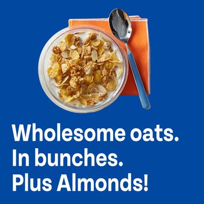 Post Honey Bunches of Oats with Almonds Breakfast Cereal, Honey Cereal with Granola Clusters and Sliced Almonds, Family Size Cereal, 28 OZ Box