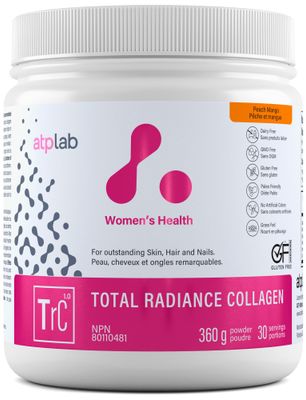 ATP LAB Total Radiance Collagen - Peach Mango Flavor, 360g - Collagen Peptides Powder for Women - Hydrolyzed Collagen Protein Supplement with Biotin