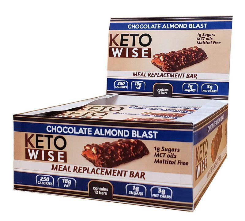 Keto Wise Meal Replacement Bar - Chocolate Almond Blast - Box of 12