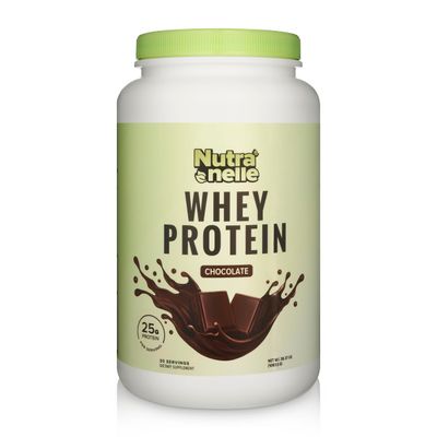 Nutranelle - Chocolate Whey Protein Powder - 25 g of Whey Isolate &amp; Concentrate per Serving with Digestive Enzymes for Muscle Growth &amp; Recovery - Zero Sugar Protein Shake Powder
