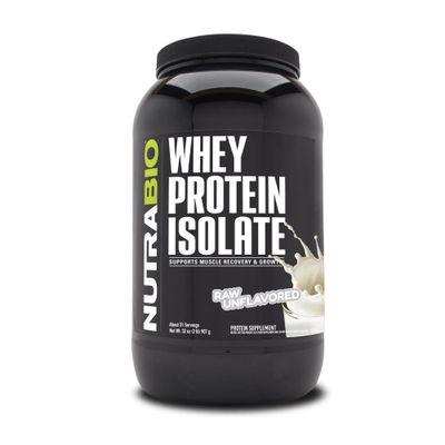 NutraBio Whey Protein Powder Isolate Supplement - 25g of Protein Per Scoop with Complete Amino Acid Profile - Soy and Gluten Free Protein Powder - Zero Fillers and Non-GMO - Raw Unflavored - 2 Lbs.