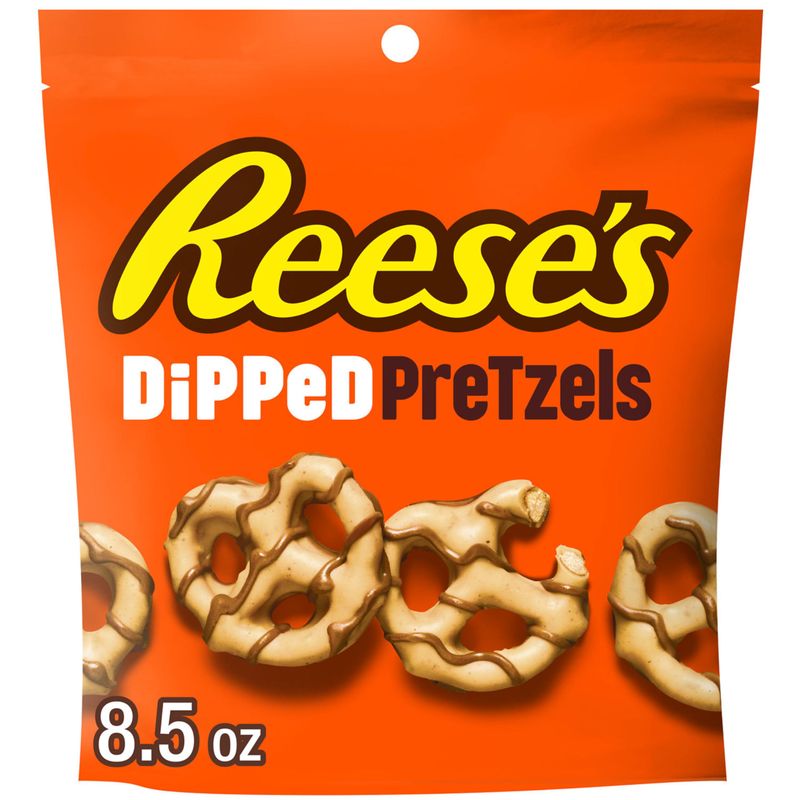 REESE'S Milk Chocolate Peanut Butter Candy Dipped Pretzels Bag, 8.5 oz