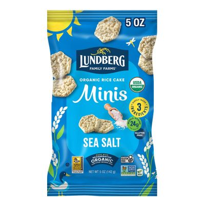 Lundberg Organic Rice Cake Minis, Original Sea Salt - Mini Rice Cakes, Healthy Snacks for Adults and Kids, Vegan Snacks, Gluten-Free, Healthy Food for Snacking &amp; Dipping, 5 Oz