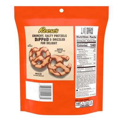 REESE'S Milk Chocolate Peanut Butter Candy Dipped Pretzels Bag, 8.5 oz