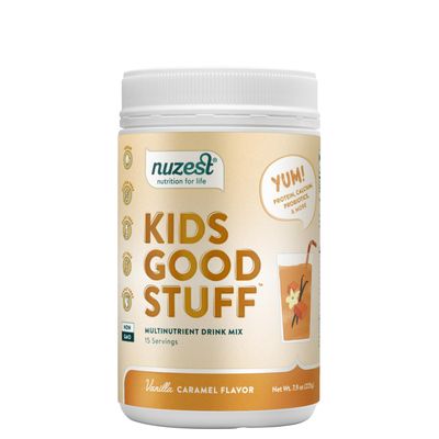 Nuzest - Kids Good Stuff - Vegan Smoothie Mix - Vanilla Caramel - Multivitamin Nutritional Supplement Protein Shake - Dairy Free - Supporting Growth and Development - 225g/ 7.9 oz (15 Servings)