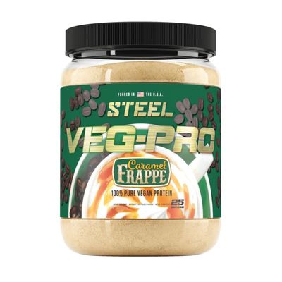 Steel Supplements Veg-PRO  Vegan Protein Powder, Caramel Frappe  25 Servings (1.7lbs)  Vegan Protein Powder with BCAA Amino Acid  Non Dairy  Low Carb Formula