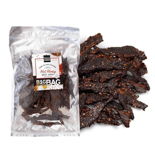 People&#39;s Choice Beef Jerky - Test Kitchen Small Batch - Hot Honey - Spicy Beef Jerky - High Protein Snacks for Adults - Camping Food, Backpacking Snacks, Road Trip Snacks - 1 Pound, 16 oz - 1 Bag