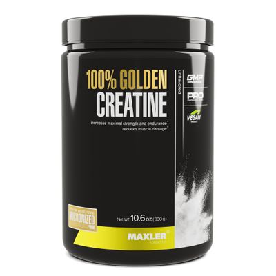 Maxler 100% Golden Creatine - Micronized Creatine Monohydrate Powder - Muscle Building Supplements - Pre/Post Workout Vegan Supplement - Gluten Free Unflavored Creatine Powder - 300 g