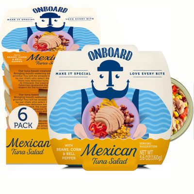 Onboard Ready to Eat Mexican Tuna Salad - Organic Tuna Snacks with Beans, Peppers, Corn &amp; Lime - High-Protein Mediterranean Salad (5.64 oz)