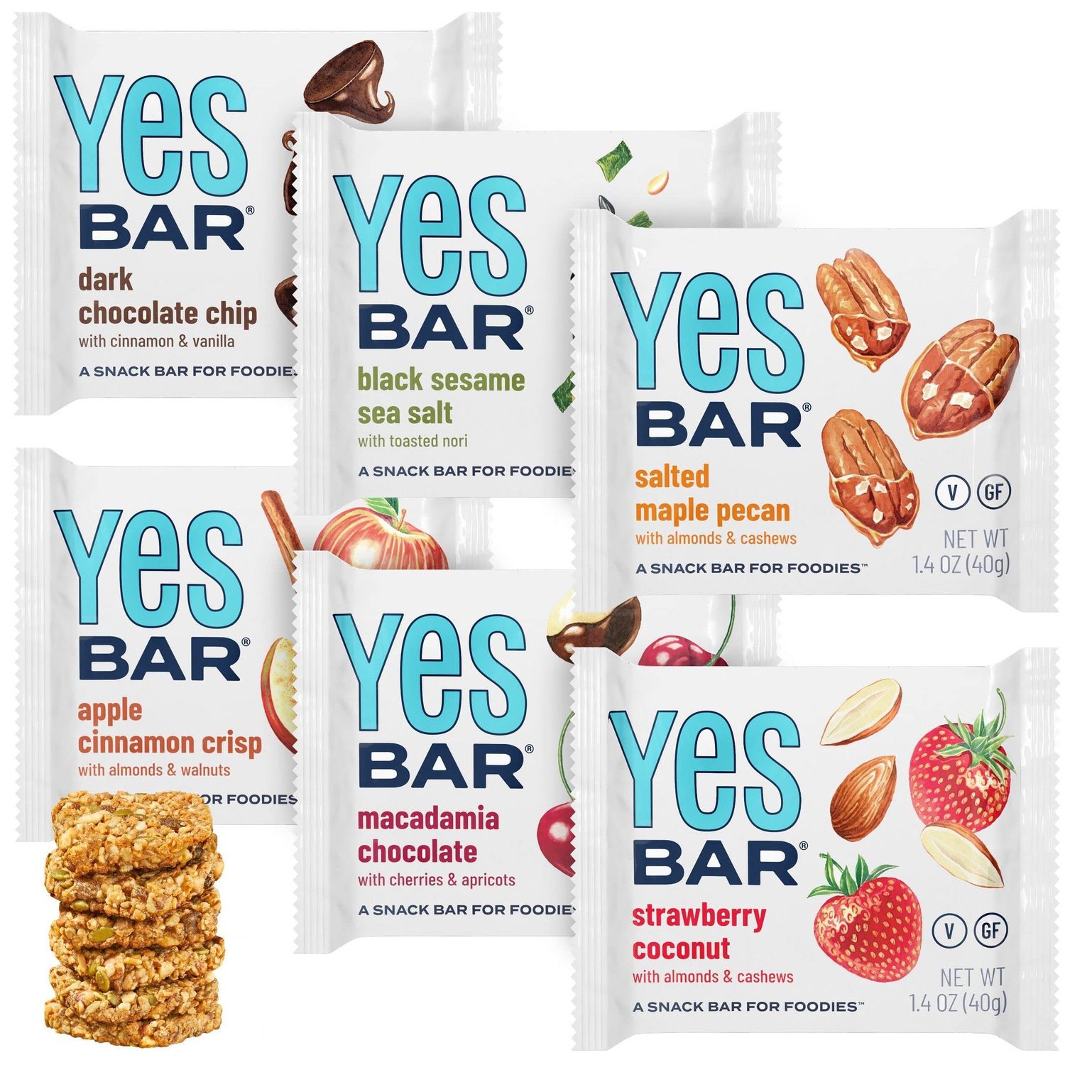 The YES Bar - Six Flavor Variety Pack - Plant Based Protein, Decadent Snack Bar - Vegan, Paleo, Gluten Free, Dairy Free, Low Sugar, Healthy Snack, Breakfast, Low Carb, Keto Friendly (Pack of 6)